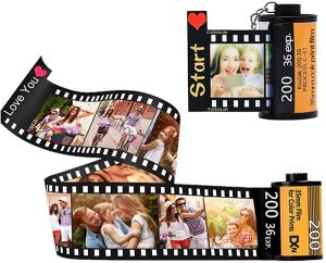 Custom 15 Photo Personalized Keychains Picture Album Colorful Camera Film Roll Keychain