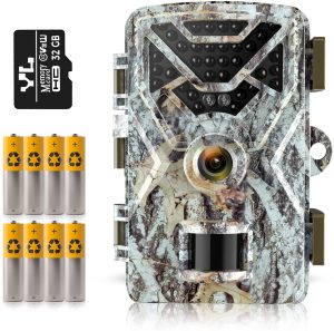 Hawkray Trail Camera 30MP 2K,Game Camera with Wide-Angle Motion Latest Sensor View 0.2s Trigger Speed 8 Batteries and 32GB SD Card 2'' HD TFT Screen Waterproof Cam for Wildlife Monitoring