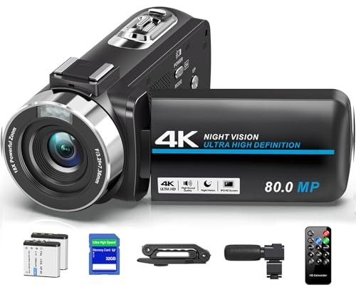 4K Camcorder Video Camera Ultra HD 80MP