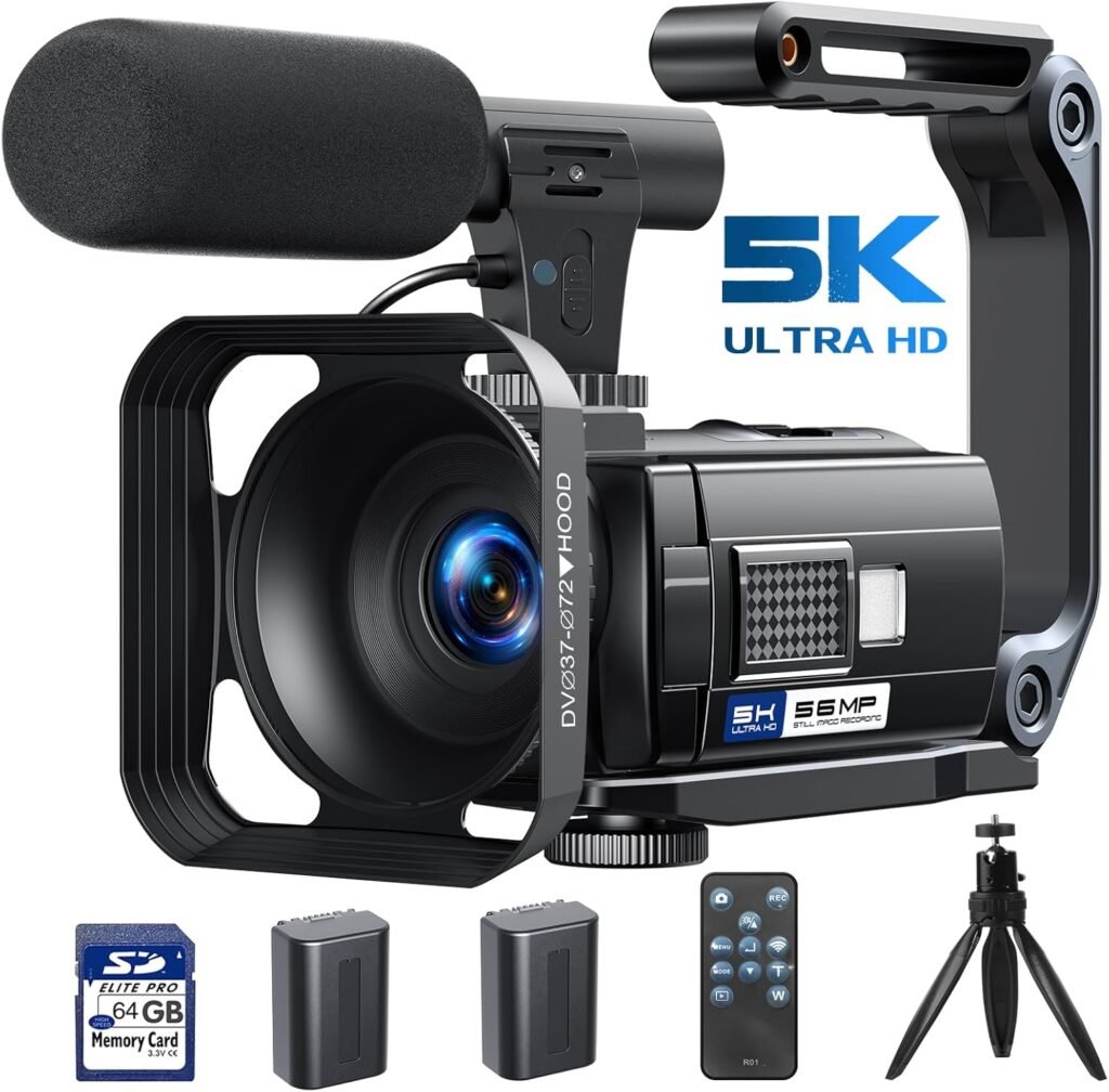 Camcorder Video Cameras, 5K 56MP Vlogging Camera with Night Vision