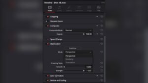 how to add camera stabilizer in davinci resolve