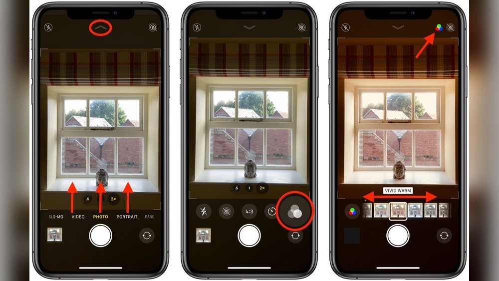how to filter camera photos in iphone